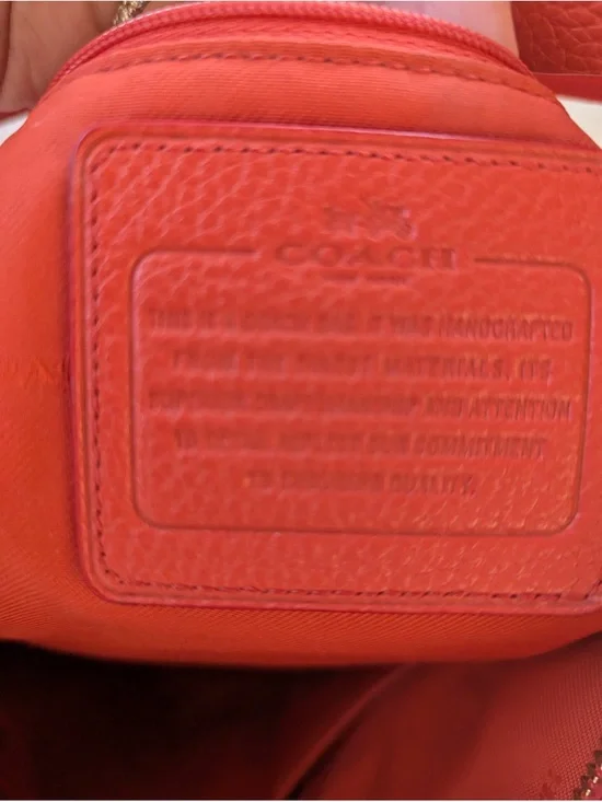 Coach Coral-Red Pebbled Leather Shoulder Hobo - Picture 3 of 8